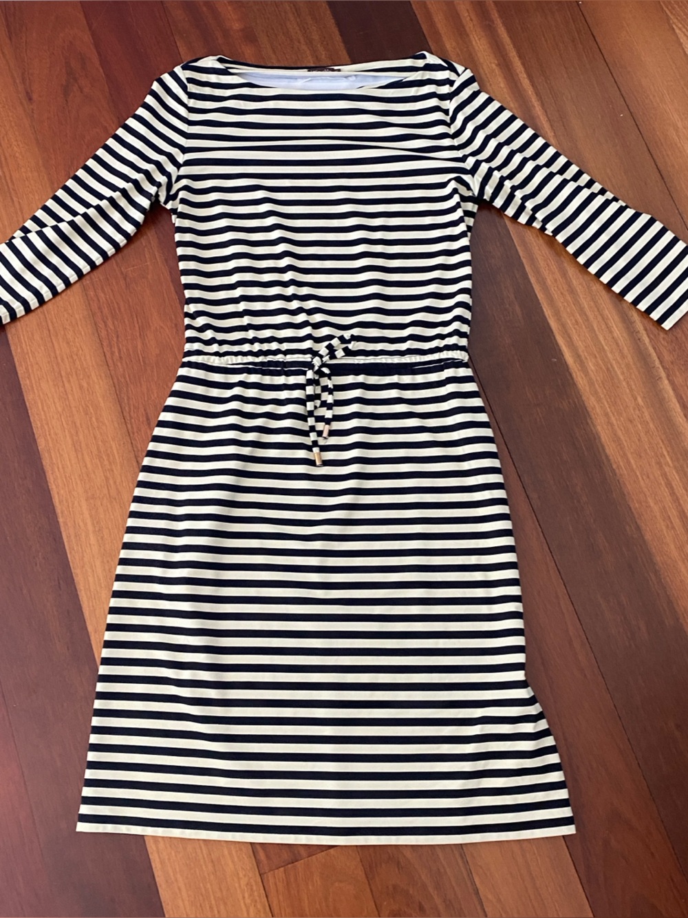 Striped Black and White Midi Dress